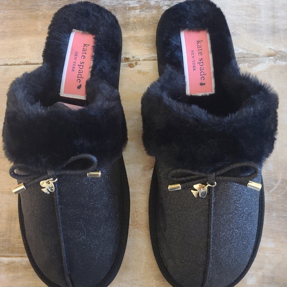 Kate Spade Black Glitter Slippers - Picture 4 of 6